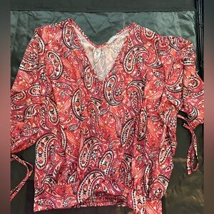 New Women’s v-neck Multicolored Top Blouse Size L